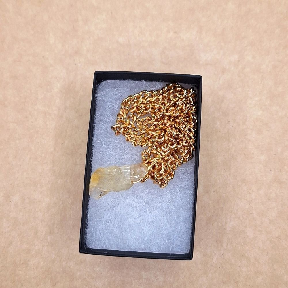 Handmade citrine necklace gold infinity chain 24"